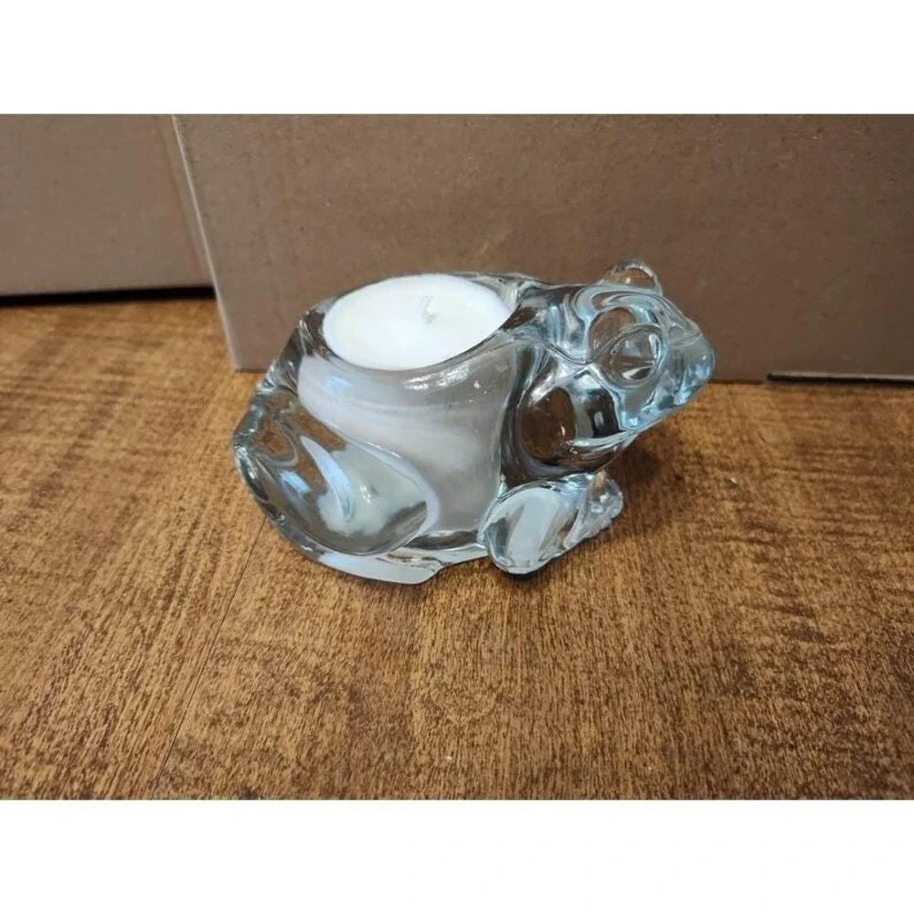 Frog Shape Lily Scented Candle Handmade 4 oz Clear Glass Animal Jar 1 Wick D125